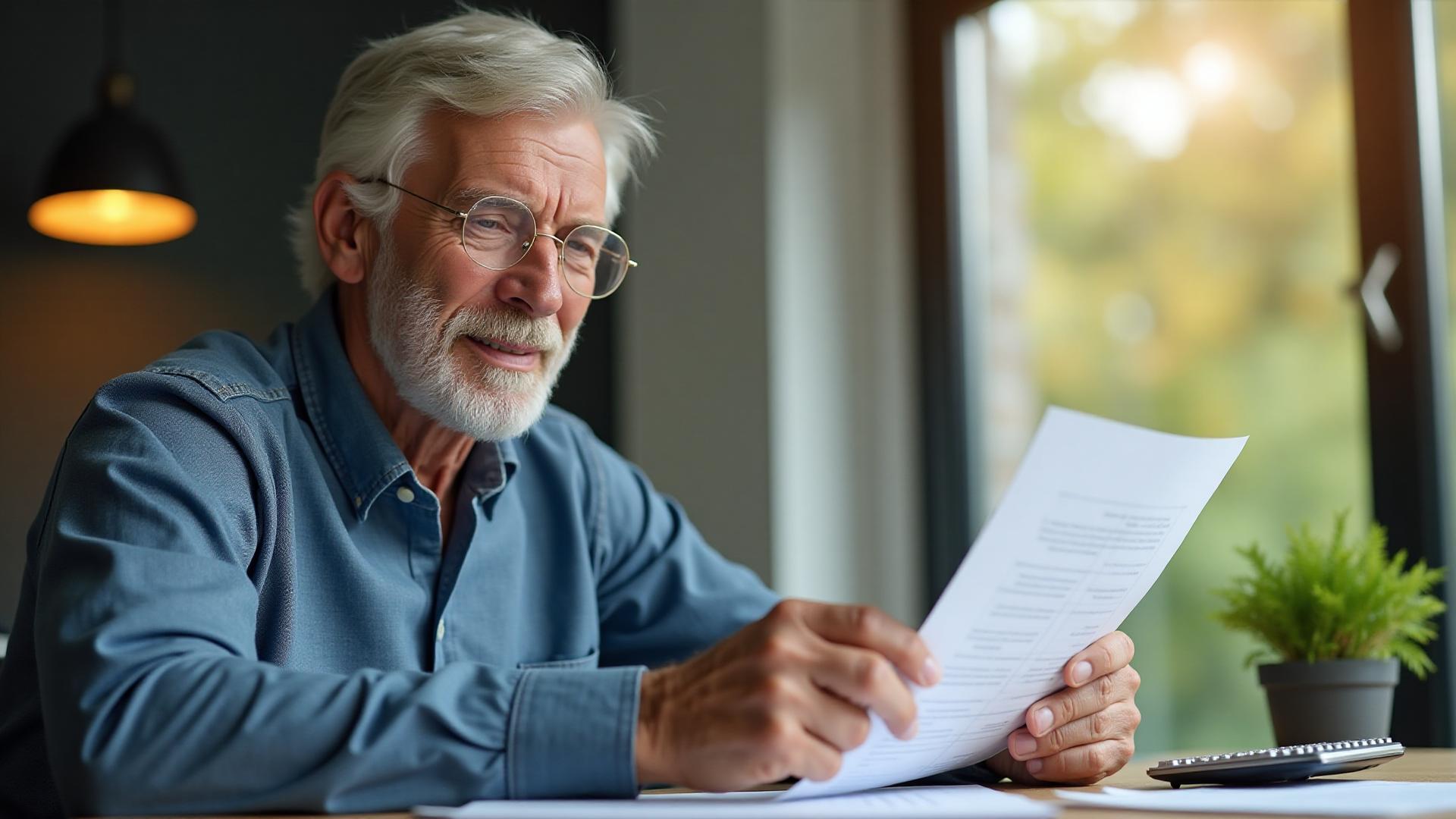 Senior reviewing financial documents for Medicare IRMAA planning