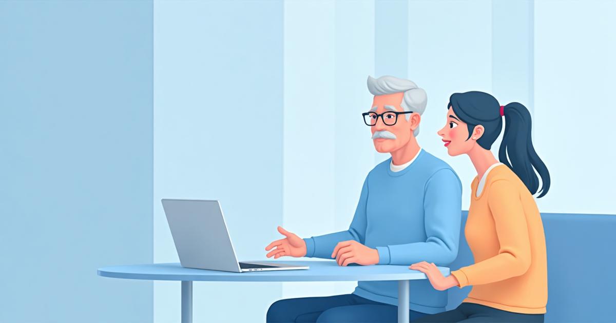 Senior couple looking frustrated at laptop showing medical provider directory