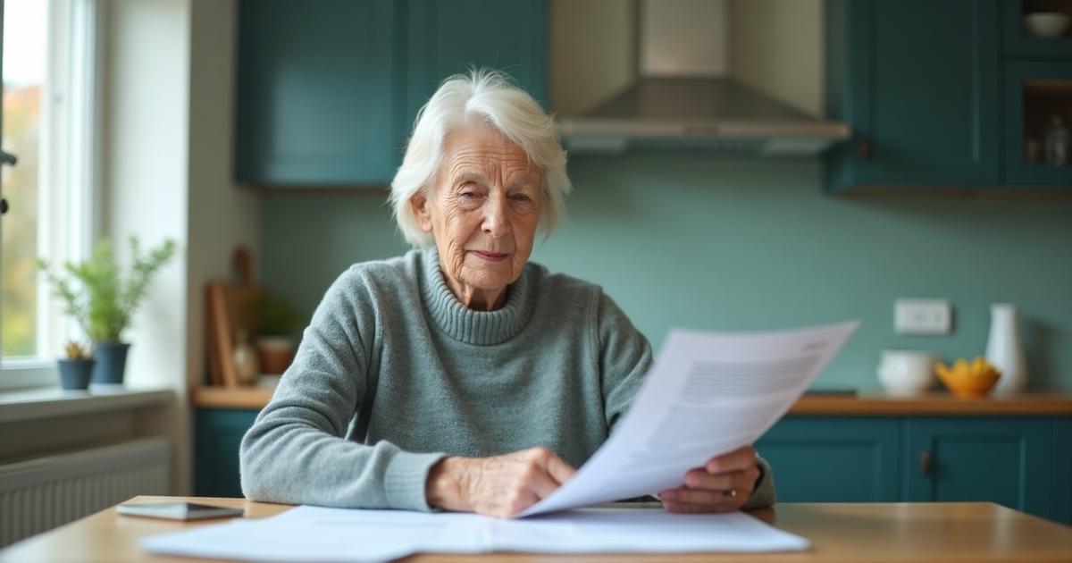 Senior reviewing Medicare plan documents with worried expression