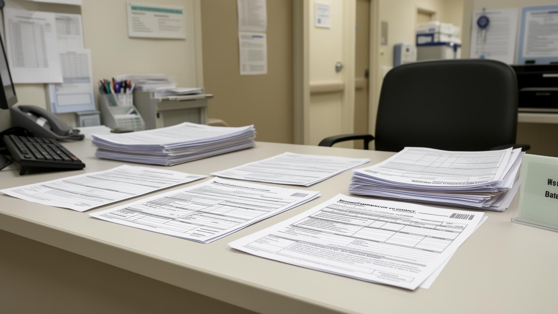 Senior reviewing Medicare denial paperwork